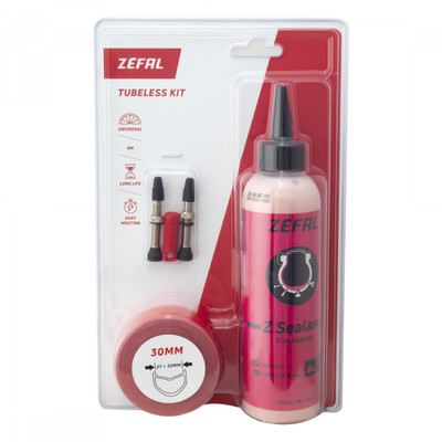 TUBELESS KIT ZEFAL 27.5/29x30mmPV w/125ml w/2-LINERS 2-VALVES 1-VALVE TOOL TUBELESS KIT ZEFAL 27.5/29x30mmPV w/125ml w/2-LINERS 2-VALVES 1-VALVE TOOL