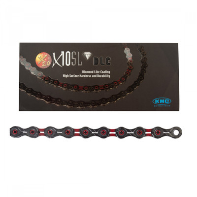 CHAIN KMC DLC 10s BK/RD 116L CHAIN KMC DLC 10s BK/RD 116L