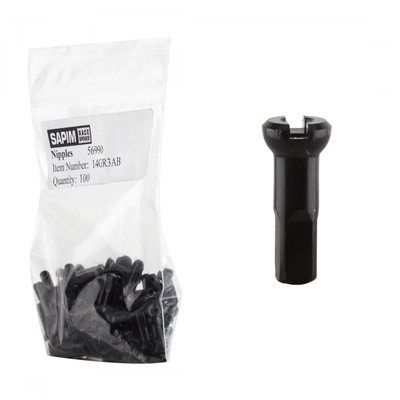 SPOKE NIPPLE SAPIM ALY POLYAX 2.0x14mm BK BGof100 SPOKE NIPPLE SAPIM ALY POLYAX 2.0x14mm BK BGof100