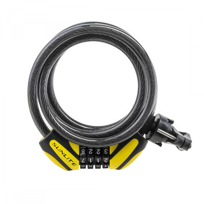 LOCK SUNLT DFNDR D1 CBL 12mmx6f COM W/BKT COIL BK/YL LOCK SUNLT DFNDR D1 CBL 12mmx6f COM W/BKT COIL BK/YL