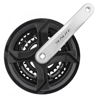 CRANKSET SUNLT CITY 175x48/38/28 SQ 7/8s w/CG BK/SL CRANKSET SUNLT CITY 175x48/38/28 SQ 7/8s w/CG BK/SL
