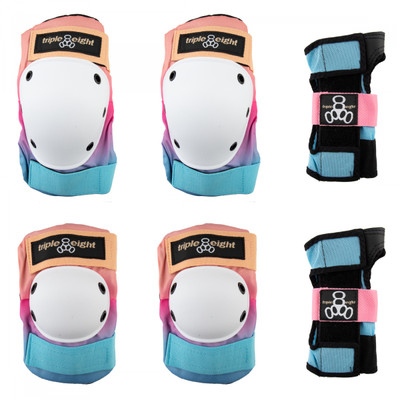 PAD SET TRIPLE8 SAVER-3 ELBO/KNE/WRST SM SUNSET FADE PAD SET TRIPLE8 SAVER-3 ELBO/KNE/WRST SM SUNSET FADE