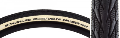 TIRE SWB DELTA CRUISER 26x1-3/8 ACTIVE TWIN K-GUARD BK/WH SBC WIRE TIRE SWB DELTA CRUISER 26x1-3/8 ACTIVE TWIN K-GUARD BK/WH SBC WIRE