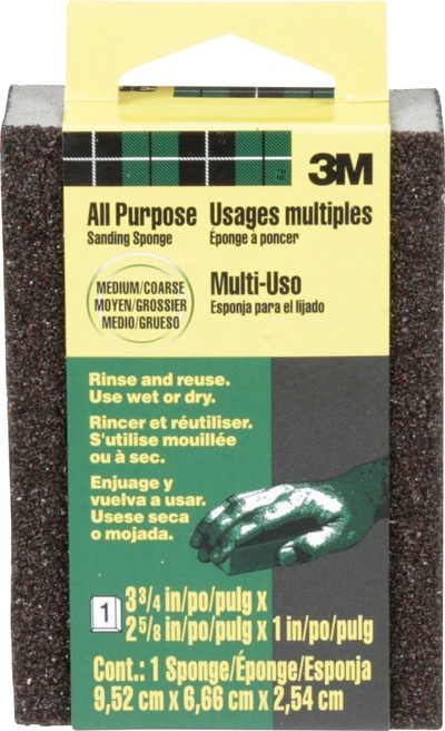 3-3/4 x 2-5/8 x 1 in. Medium-/Coarse-Grit Sanding Sponge