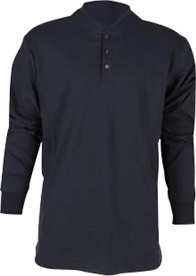 Large Navy Flame-Retardant Henley Shirt