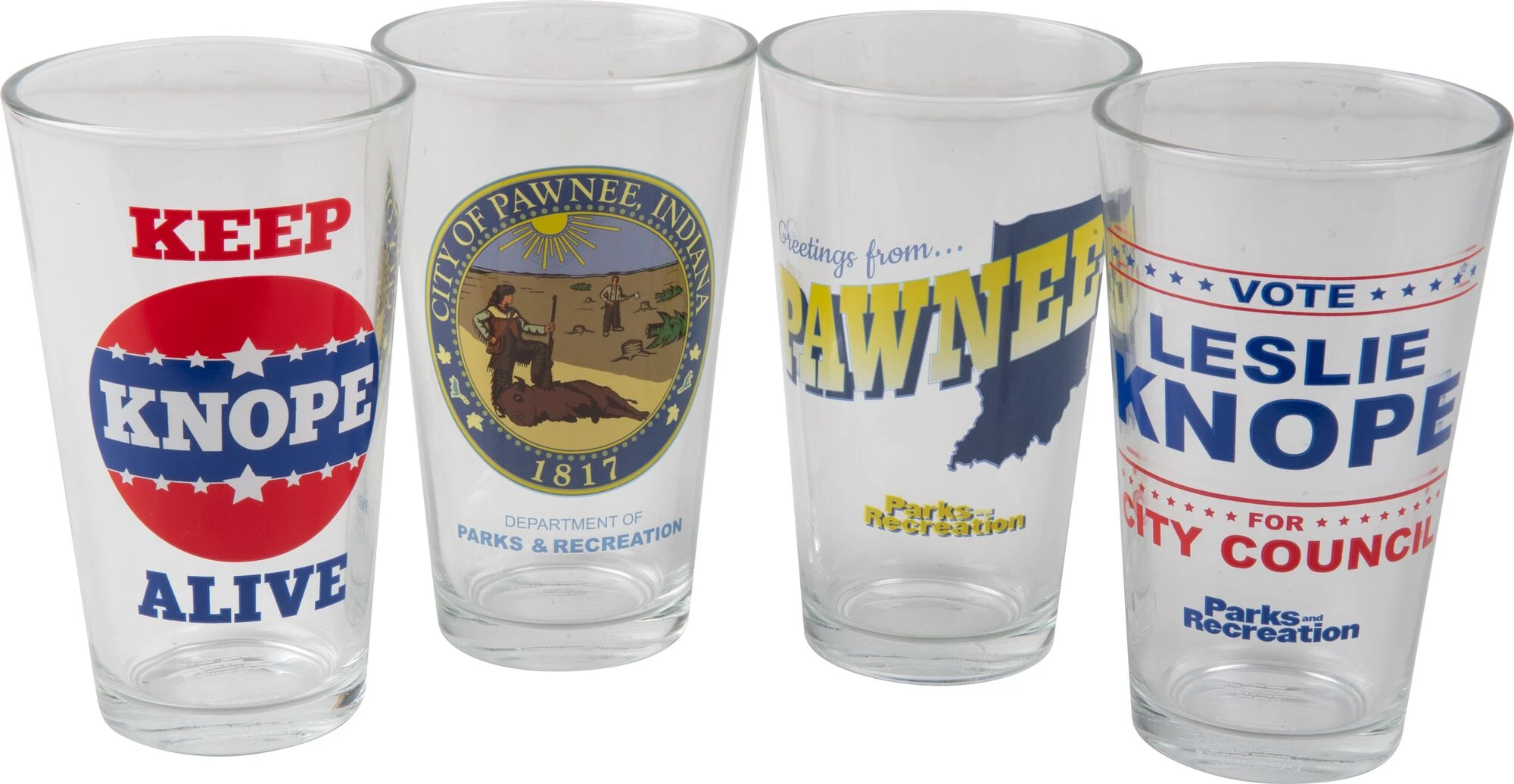 4 pc 16 oz Parks & Recreation Glassware Set