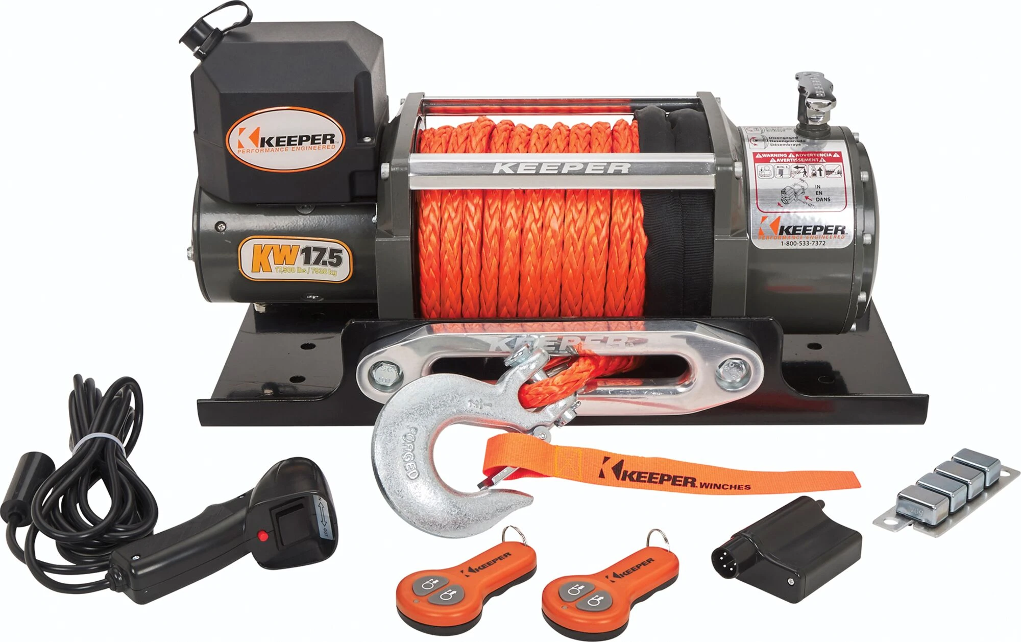 17,500 lb 12V DC Winch with Synthetic Rope