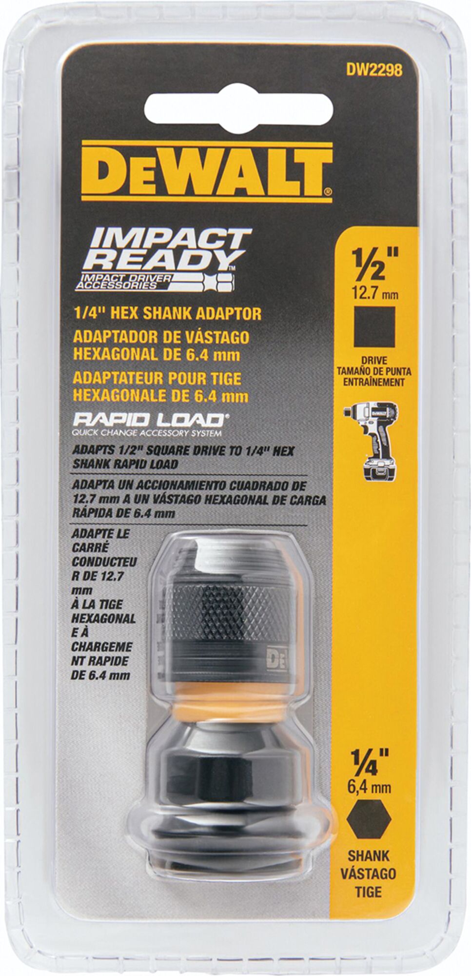 1/2 in. Square dr to 1/4 in. Hex Rapid Load Adapter
