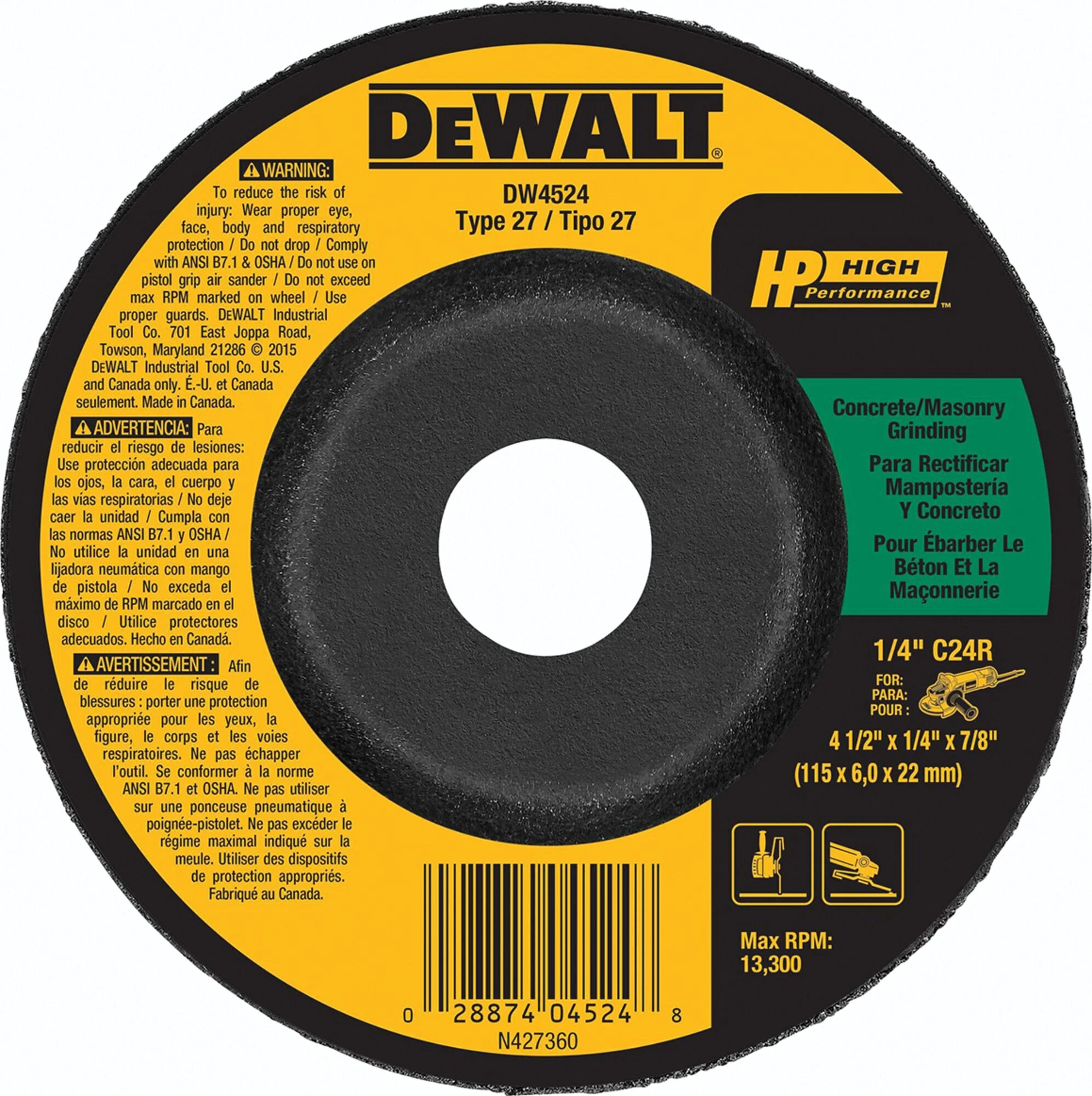 4-1/2 x 1/4 in. Masonry Grinding Wheel