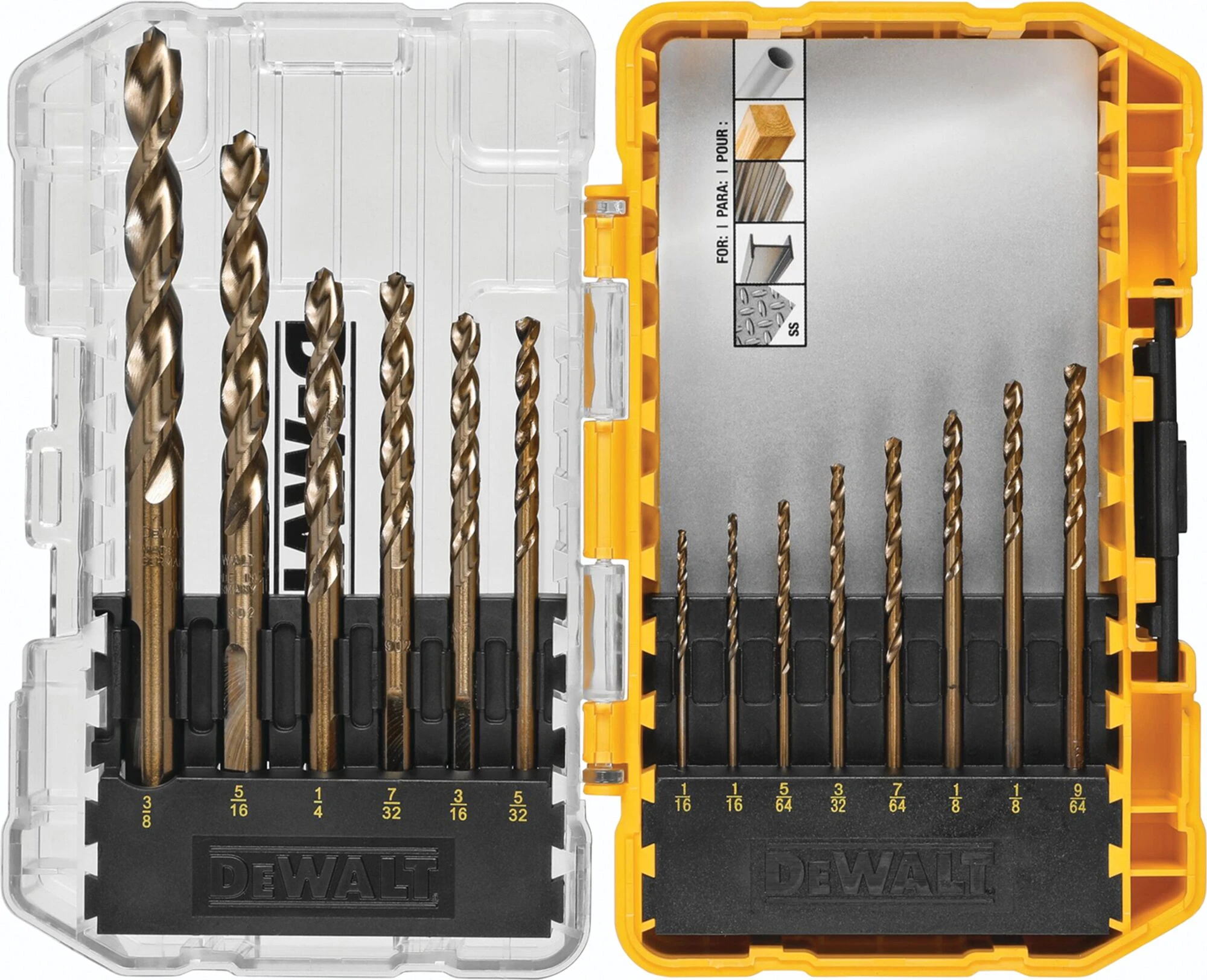 14 pc Pilot Point Cobalt Alloy Steel Drill Bit Set