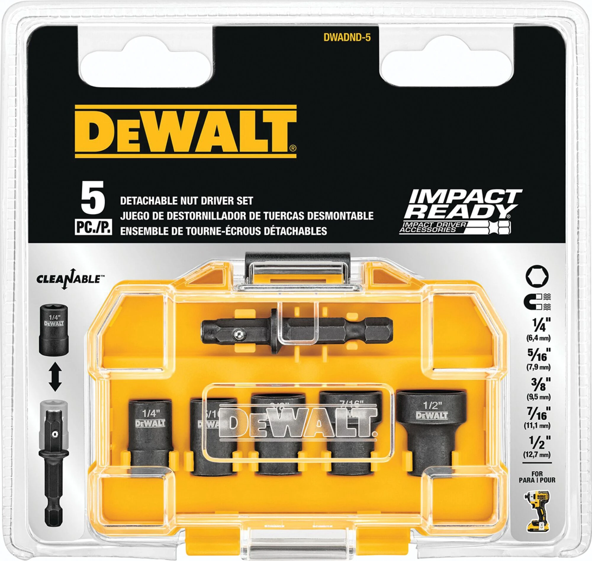 5 pc Detachable Nut Driver Set