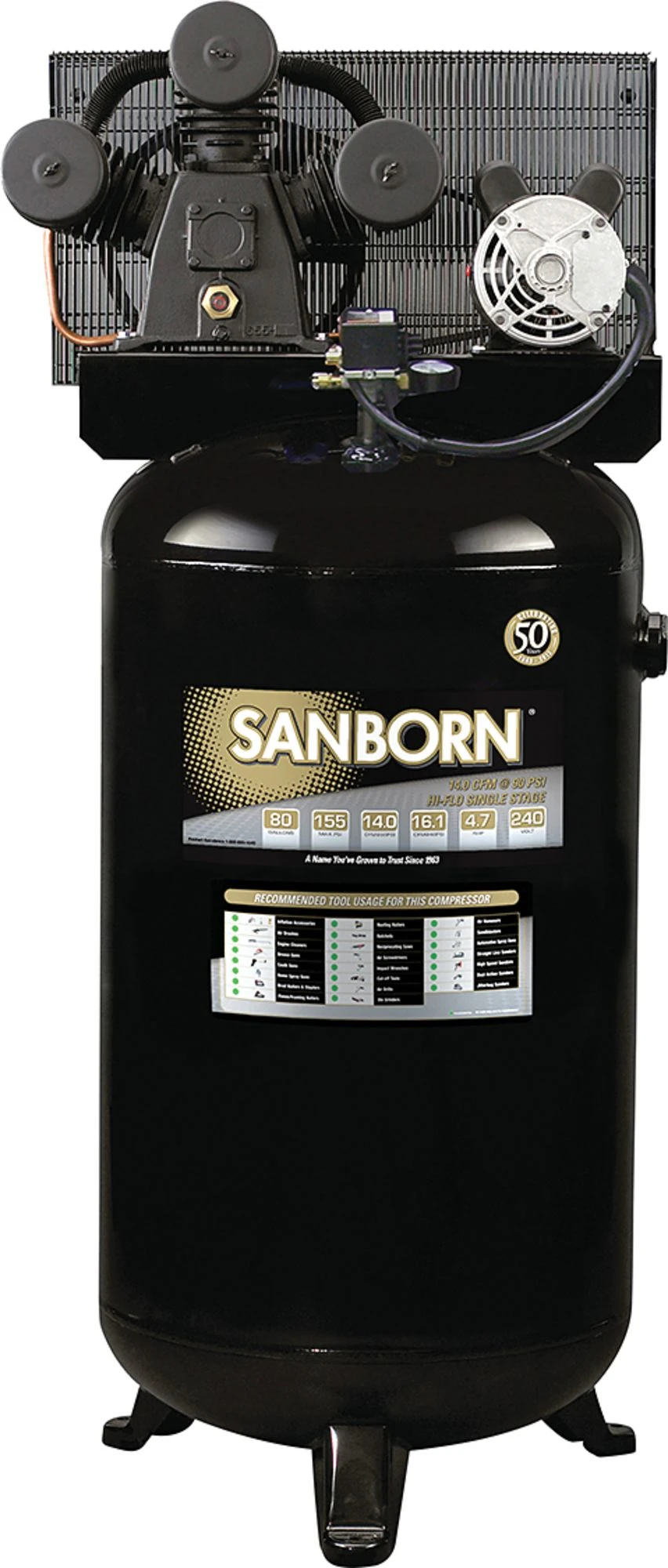80 Gallon Hi-Flo Single-Stage Air Compressor