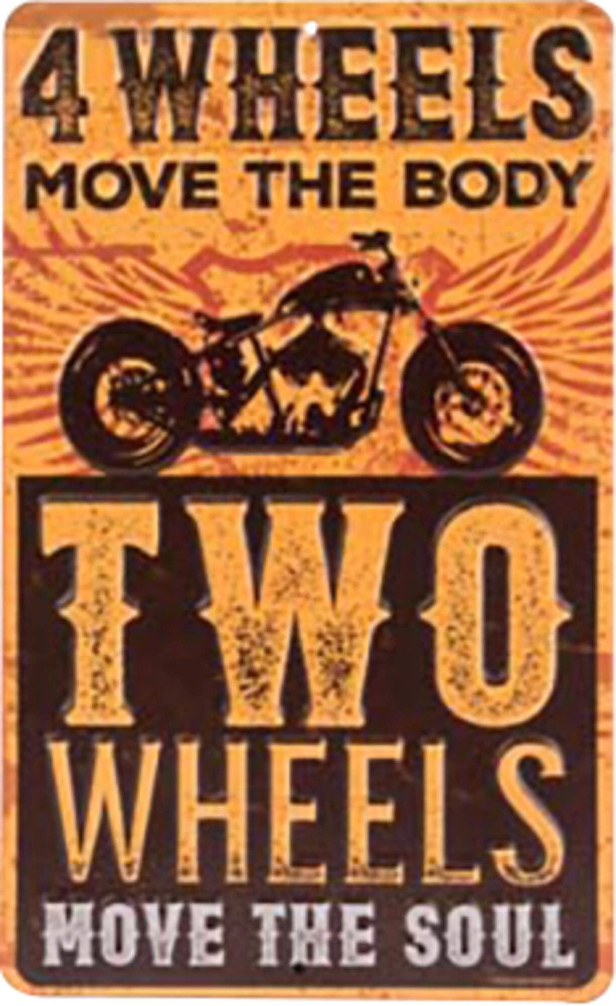 Two Wheels Die-Cut Embossed Tin Sign