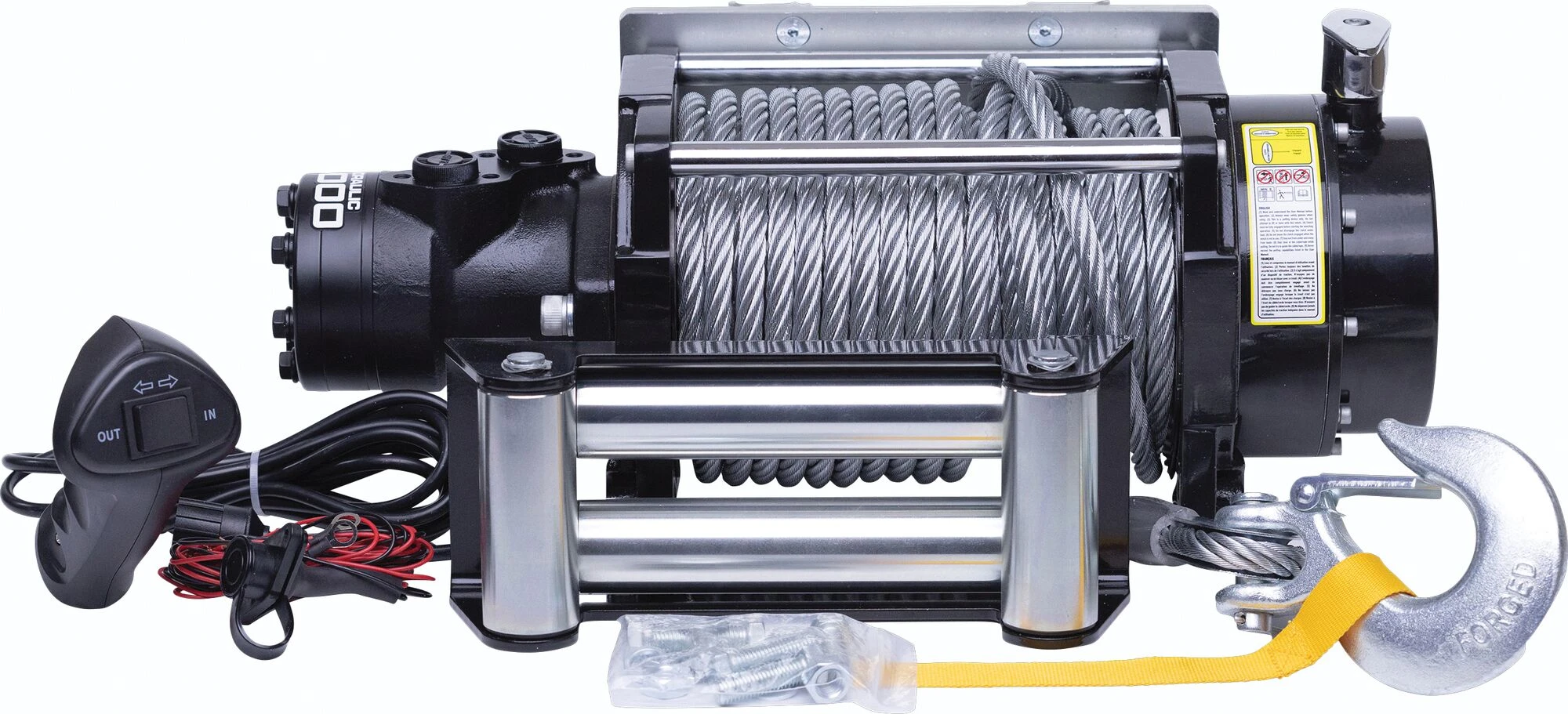 15,000 lb Hydraulic Steel Cable Winch