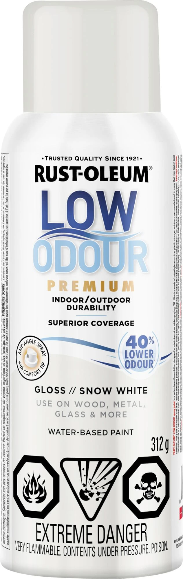 Low-Odour Gloss Snow White Spray Paint