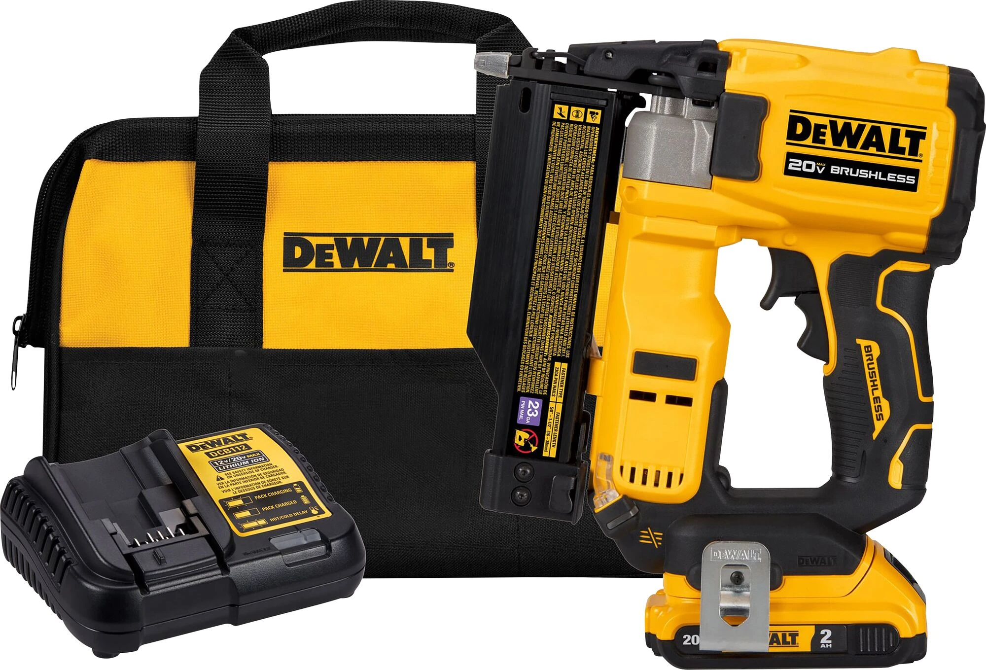 20V 23 Gauge Cordless Brushless Pin Nailer Kit