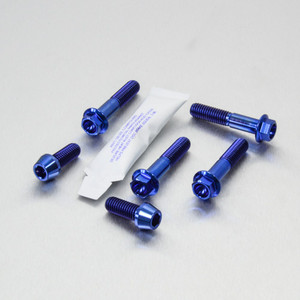 Titan Obere & Untere Gabelbrücke Klemmschrauben Set Blau