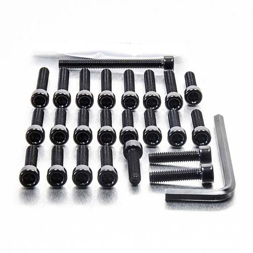 Alu Motorseitendeckelschraubenkit Honda CR125R Schwarz