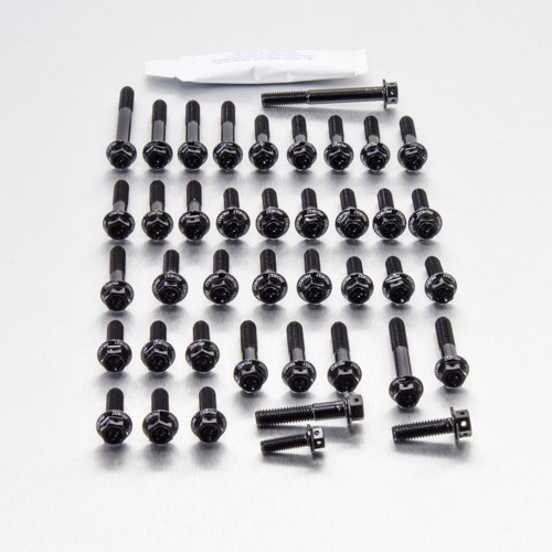 Alu Motorseitendeckelschraubenkit ZX6R P7F-P8F Race Spec Schwarz
