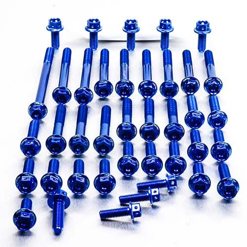 Alu Motorseitendeckelschraubenkit Husqvarna Four Cross 250 Race Spec Blau