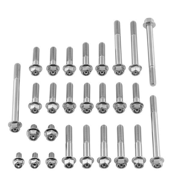 Edelstahl Motorseitendeckelschraubenkit RM250 Aussensechskant mit Flansch