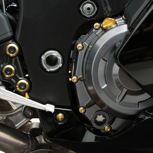 Edelstahl Motorseitendeckelschraubenkit Suzuki GSX1300R Haybusa Hex Gold Montiert