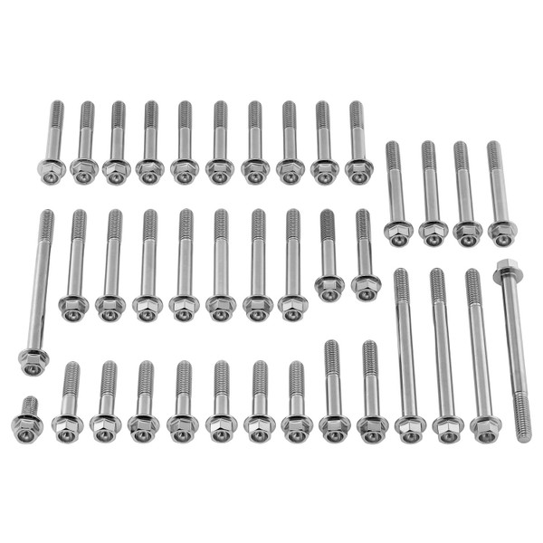 Edelstahl Motorseitendeckelschraubenkit BVille -T100 Aussensechskant mit Flansch