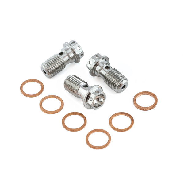 Edelstahl A4 Einzel Hohl Schraube M10 x (1.25mm) Race Spec Paket x 3 Bremssattel Vorne