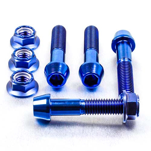 Titan Fussrastenhalter Halter Schrauben Kit Blau