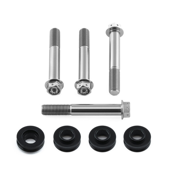 Titan Radial Bremssattel Befestigungsschrauben Kit Außensechskantkopf mit Scheibe M10x(1.25mm)x70mm Race Spec mit 7mm Spacer Schwarz