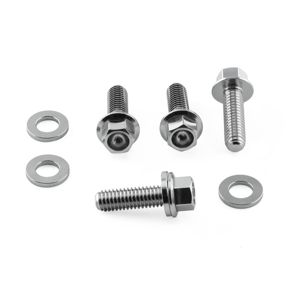 Fahrrad-Bremssattel-Set aus Edelstahl, M6 x (1,00) x 20 mm, Sechskantschraube mit Flansch und Unterlegscheiben
