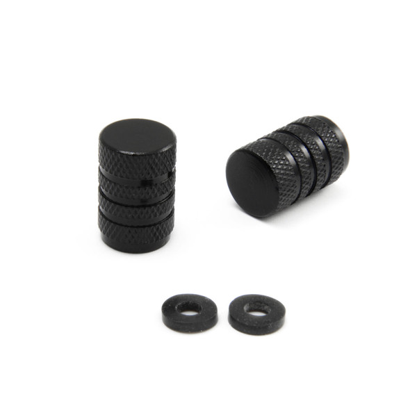 Alu Reifenventil Kappen Set x 2 Schwarz