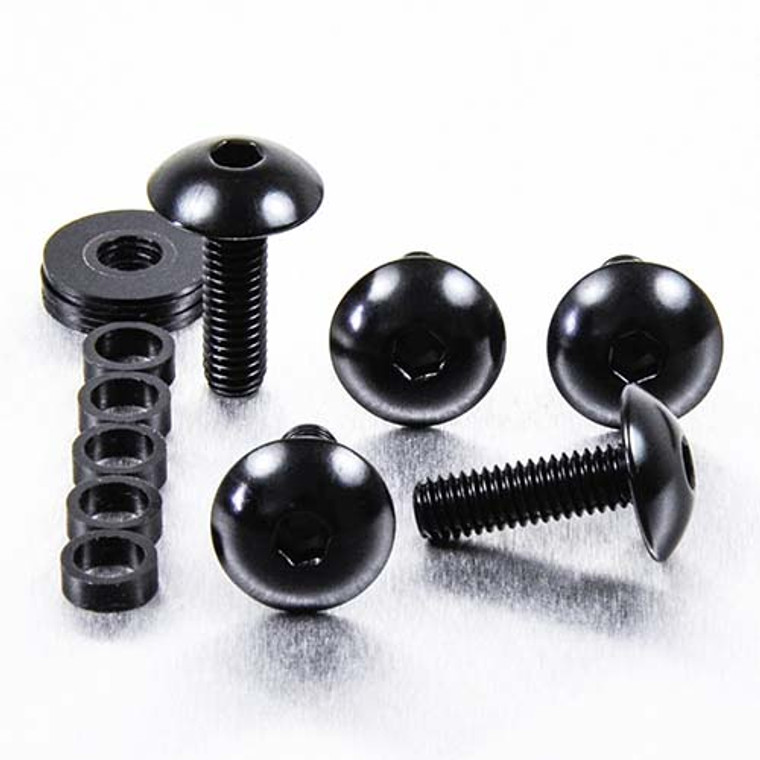 Aluminium Dome Head Bolt M6x(1.00mm)x20mm Pack x5 Black