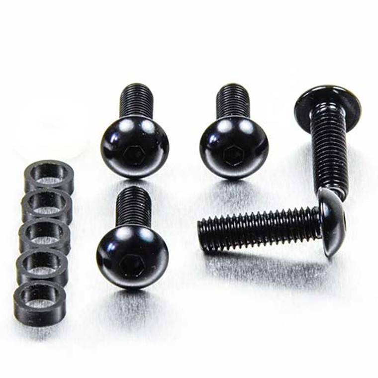 Aluminium Dome Head Bolt M6x(1.00mm)x20mm (12mm O/D) Pack x5 Black