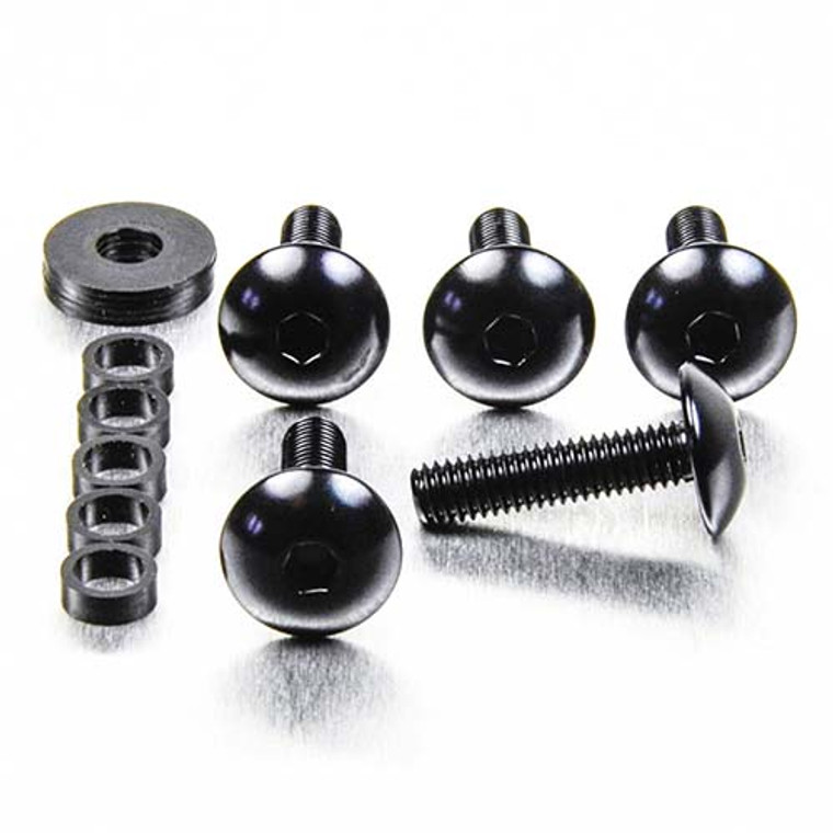 Aluminium Dome Head Bolt M6x(1.00mm)x25mm Pack x5 Black