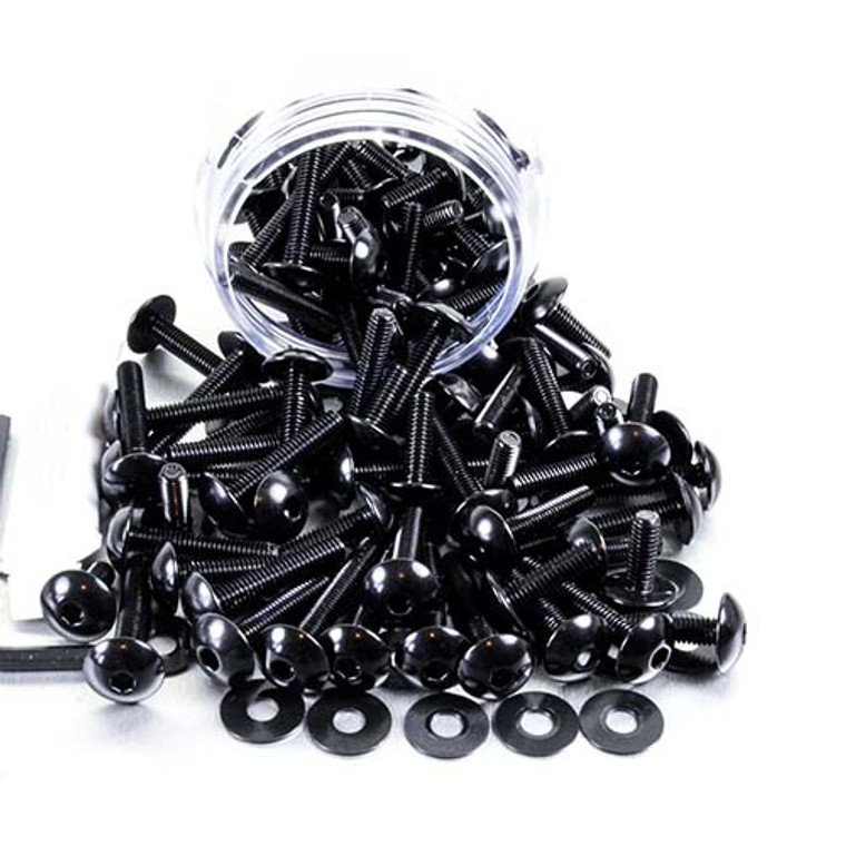 Aluminium Tub Dome/Fairing Bolts M6 100 Piece Black