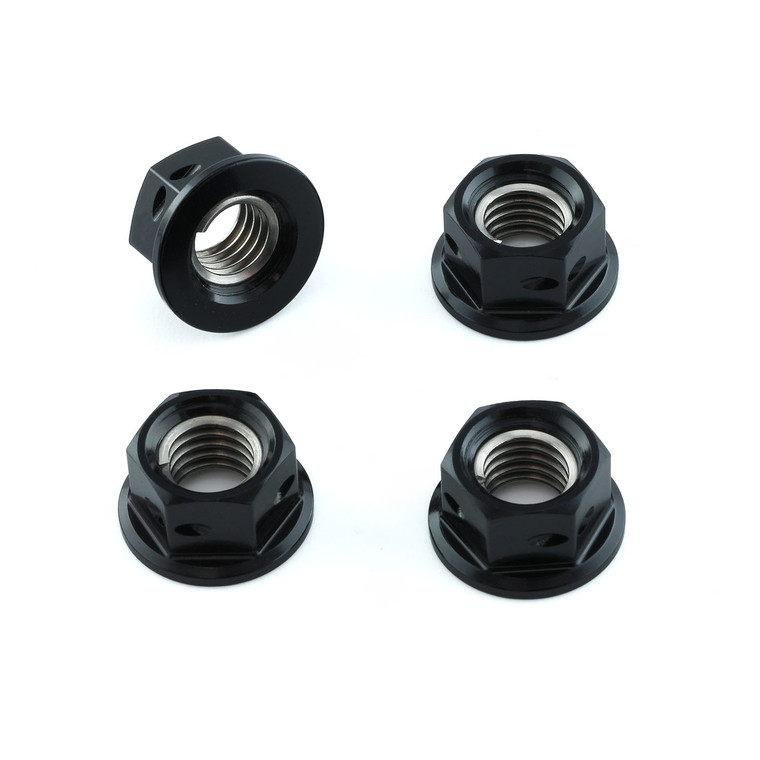 Aluminium Sprocket Nuts M8x(1.25mm) Drilled Pack x4 Black