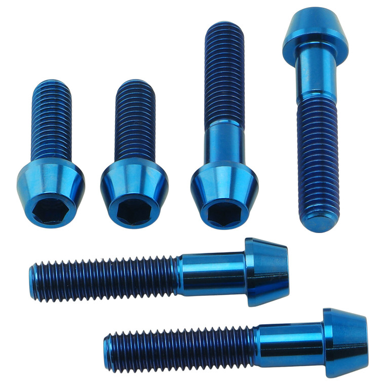 Titan Obere&Untere Gabelbrücke Klemmschrauben Set Blau