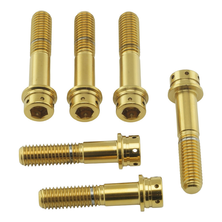 Edelstahl Obere und Untere Gabelbrücke Klemmschrauben Set Innensechskantschraube mit Flansch Race Spec Gold