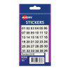 Avery Number Sticker 00-99 Box of 10