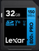 Lexar High-Performance 800x PRO 32GB SDHC SDXC UHS-I Card BLUE Series read speed up to 150MB/s shoot high-quality images and stunning 1080p Full-HD