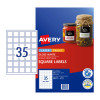 Avery Glossy Square Labels, 35 x 35 mm, 350 Labels (980015 / L7119)