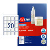 Avery Crystal Clear Square Labels for Laser Printers, 45 x 45 mm, 200 Labels (980021 / L7126)