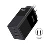Oxhorn 65W GaN Type C fast Charger 3 Port 2xUSB-C 1xUSB-A PD3.0 QC4.0 PPS AUS Approved C-tick Black with cable