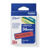Brother 36mm Black on Red Labelling Tape - 8 meters