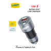 USP 43W Dual Port (USB-C 25W PD + USB-A 18W QC3.0) Fast Car Charger Silver - Dual USB Quick Charge, Inteligent Charging,Short-Circuit Protection,Safe