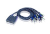Aten Compact KVM Switch 4 Port Single Display VGA w/ audio, 1.8m Cable, Computer Selection Via Hotkey,