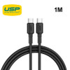 USP BoostUp Braided USB-C to USB-C Cable (1M) Black -3A Fast & Safe Charge,Strong & Durable,Samsung Galaxy,Apple iPhone,iPad,MacBook,Google,OPPO,Nokia