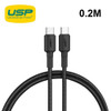 USP BoostUp Braided USB-C to USB-C Cable(0.2M) Black-3A Fast & Safe Charge,Strong & Durable,Samsung Galaxy,Apple iPhone,iPad,MacBook,Google,OPPO,Nokia