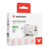 Verbatim 2 Port 35 Watt Portable GaN charger, 1 x USB-C PD 35w, 1x USB-A QC 3.0,